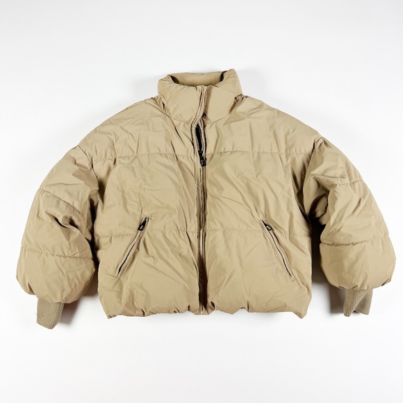 Zara Jackets & Blazers - Zara Recycled Polyester Oversize Quilted Puffer Full Zip High Neck Jacket Beige